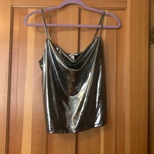 Silver metallic H&M spaghetti strap tank top. Size XS